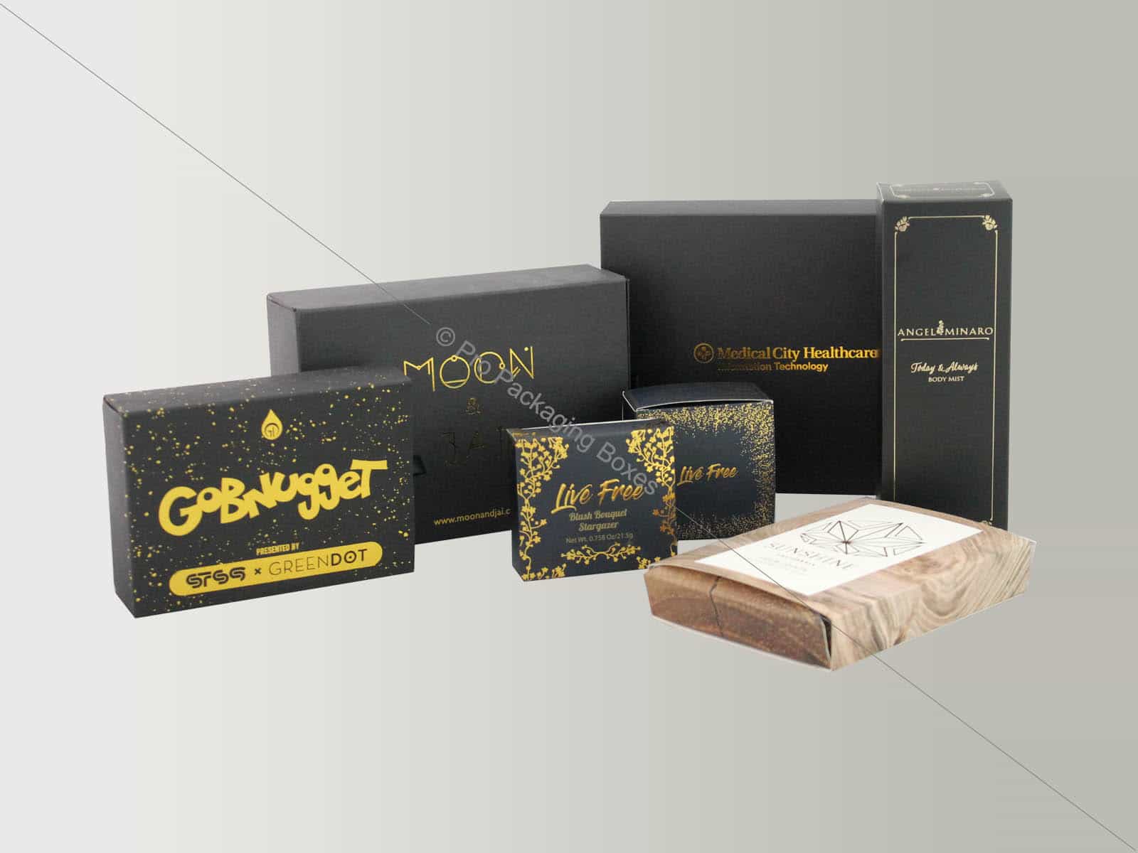 custom printed gold foil boxes
